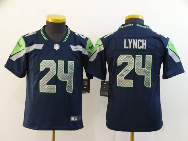 Seattle Seahawks Kids LYNCH #24 Dark Blue NFL Jersey