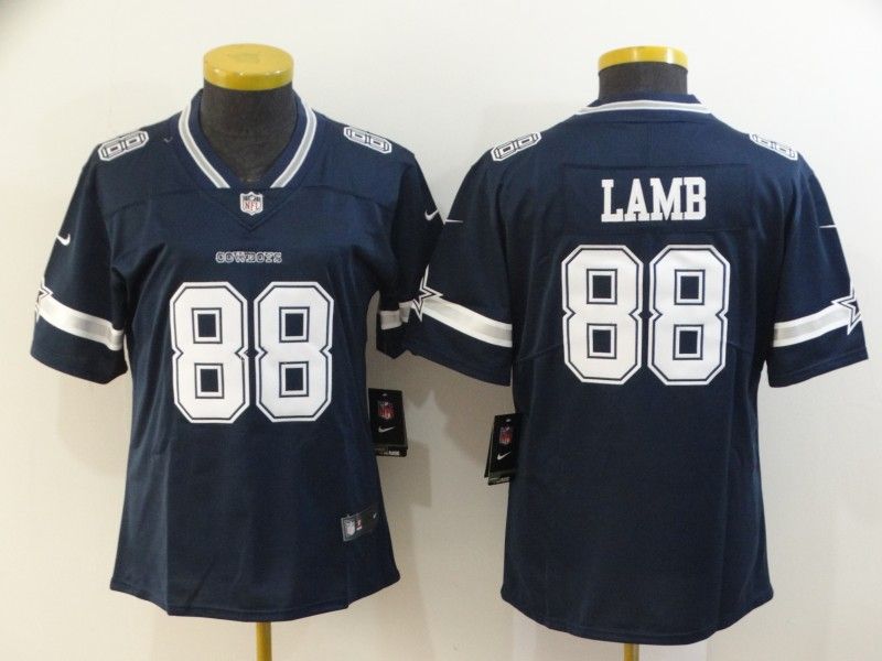 Dallas Cowboys LAMB #88 Dark Blue Women NFL Jersey 02
