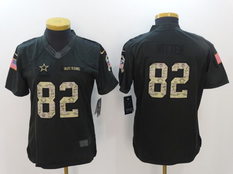 Dallas Cowboys WITTEN #82 Olive Salute To Service Women NFL Jersey 02