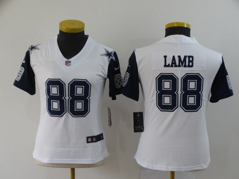 Dallas Cowboys LAMB #88 White Women NFL Jersey