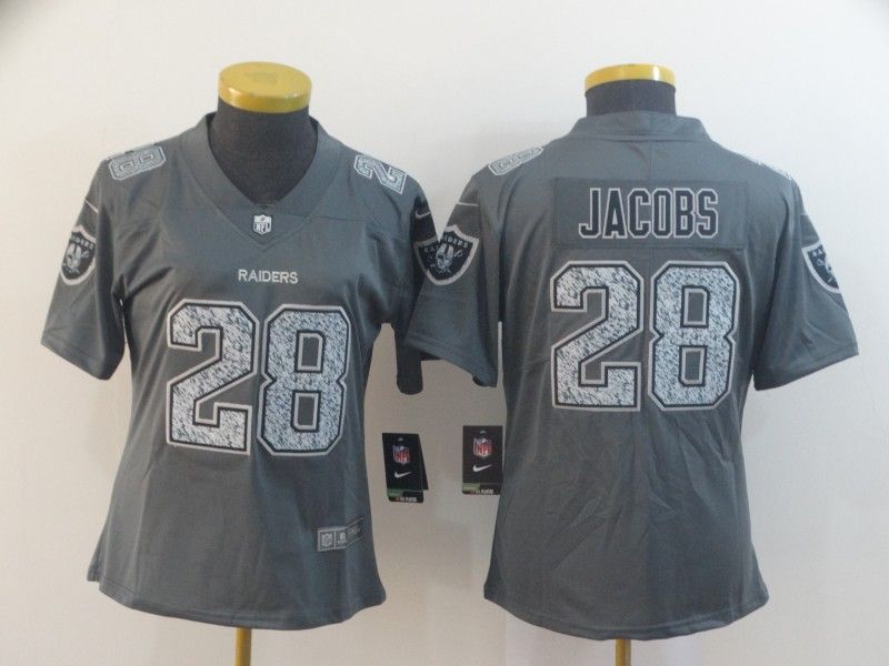 Las Vegas Raiders JACOBS #28 Grey Fashion Women NFL Jersey