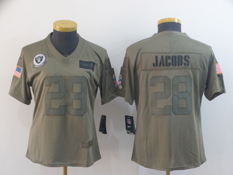 Las Vegas Raiders JACOBS #28 Olive Salute To Service Women NFL Jersey