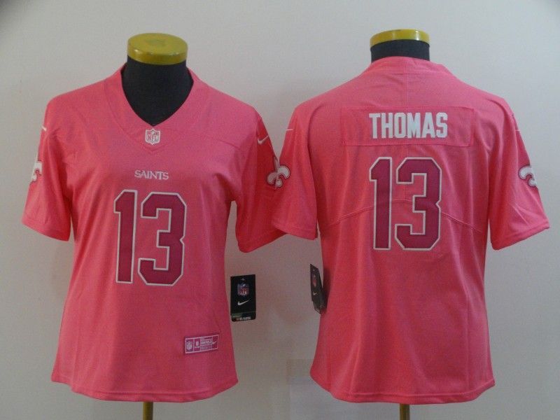 New Orleans Saints THOMAS #13 Pink Fashion Women NFL Jersey