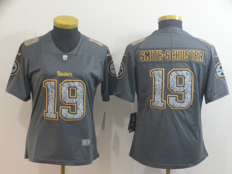 Pittsburgh Steelers SMITH-SCHUSTER #19 Grey Fashion Women NFL Jersey