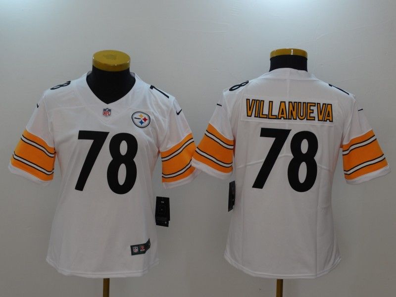 Pittsburgh Steelers VILLANUEVA #78 White Women NFL Jersey