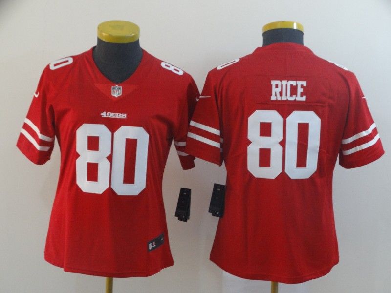 San Francisco 49ers RICE #80 Red Women NFL Jersey