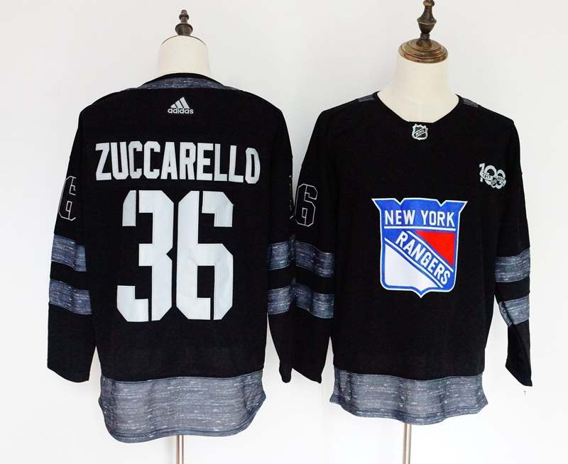New York Rangers Black ZUCCARELLO #36 100th Anniversary NHL Jersey