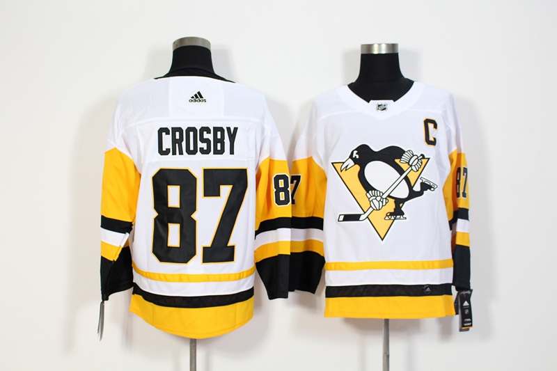 Pittsburgh Penguins White CROSBY #87 NHL Jersey
