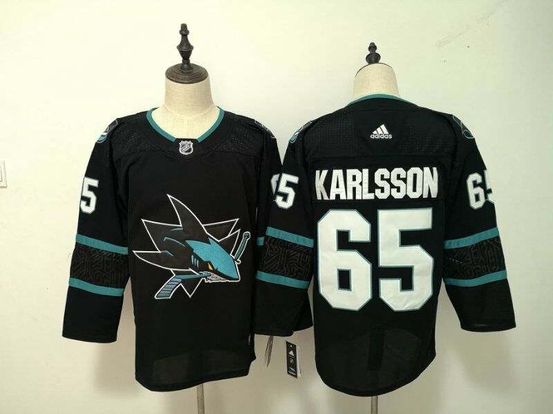 San Jose Sharks Black KARLSSON #65 NHL Jersey