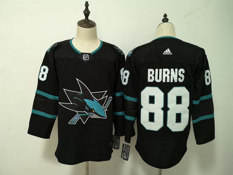 San Jose Sharks Black BURNS #88 NHL Jersey