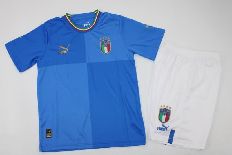 Italy 2022 Kids Home Soccer Jersey And Shorts