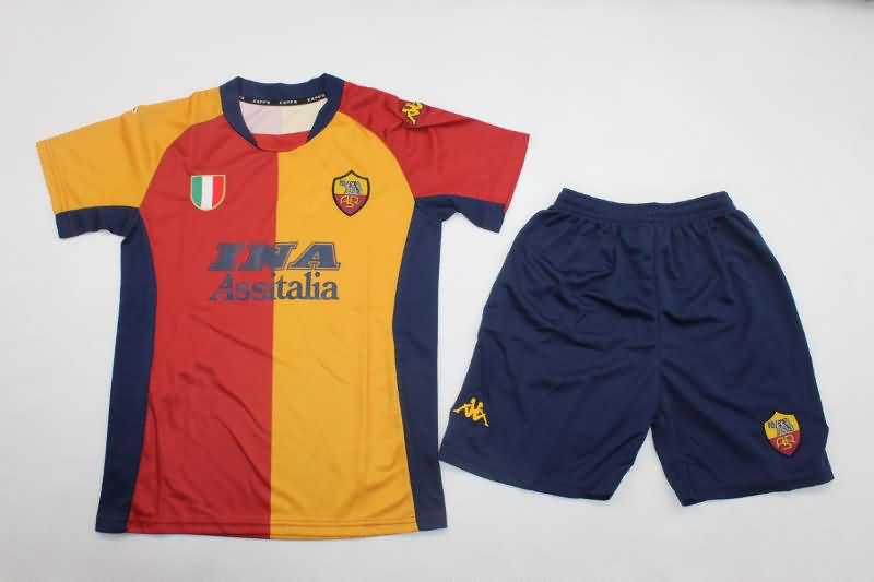 AS Roma 2001/02 Kids Home Soccer Jersey And Shorts