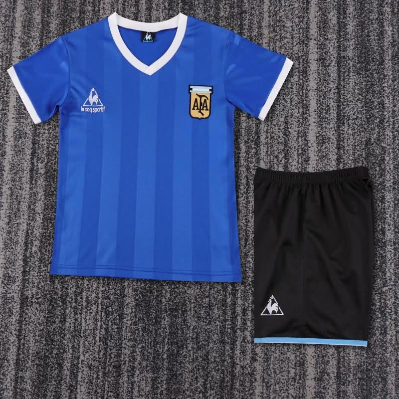 Argentina 1986 Kids Away Soccer Jersey And Shorts