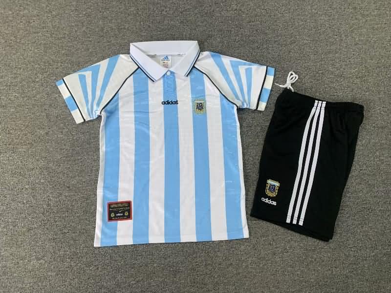 Argentina 1996/97 Kids Home Soccer Jersey And Shorts