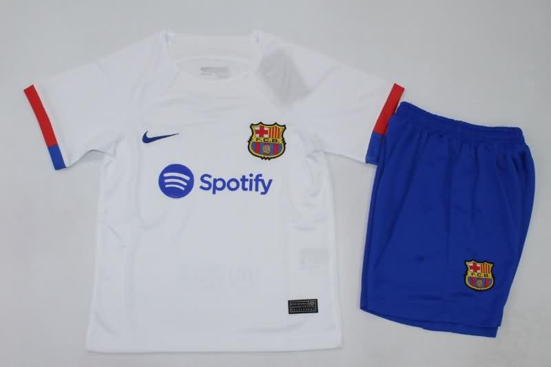 Barcelona 23/24 Kids Away Soccer Jersey And Shorts