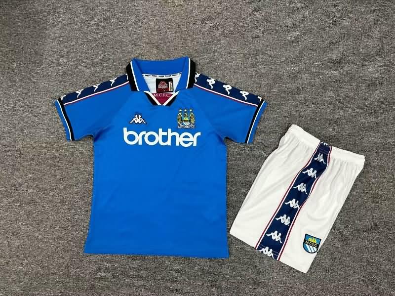 Manchester City 1997/98 Kids Home Soccer Jersey And Shorts