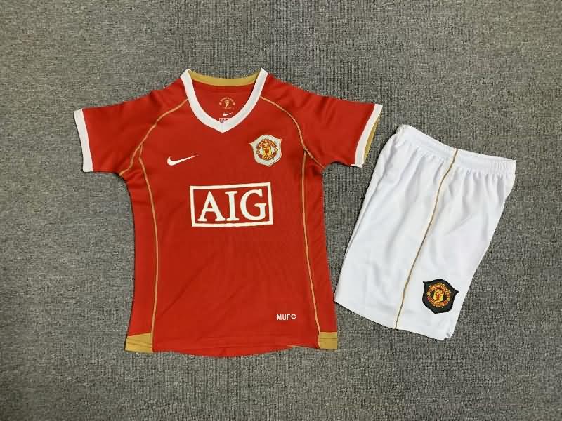 Manchester United 2006/07 Kids Home Soccer Jersey And Shorts