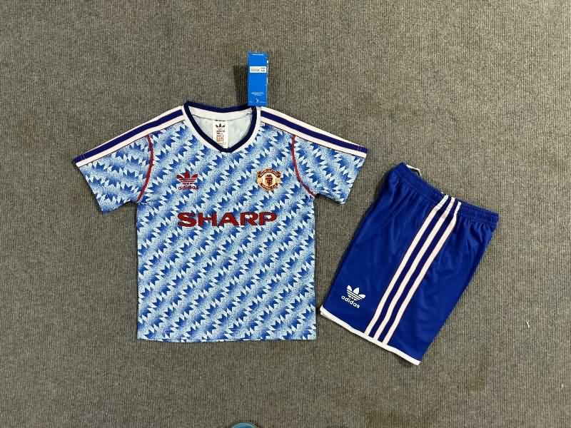 Manchester United 1990/92 Kids Away Soccer Jersey And Shorts