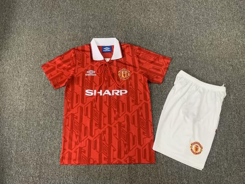 Manchester United 1992/94 Kids Home Soccer Jersey And Shorts