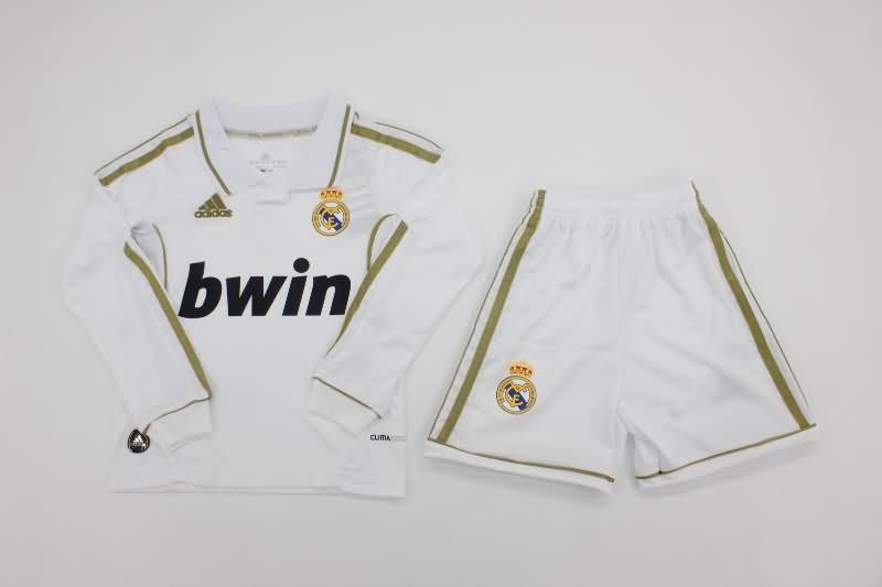 Real Madrid 11/12 Kids Home Long Sleeve Soccer Jersey And Shorts