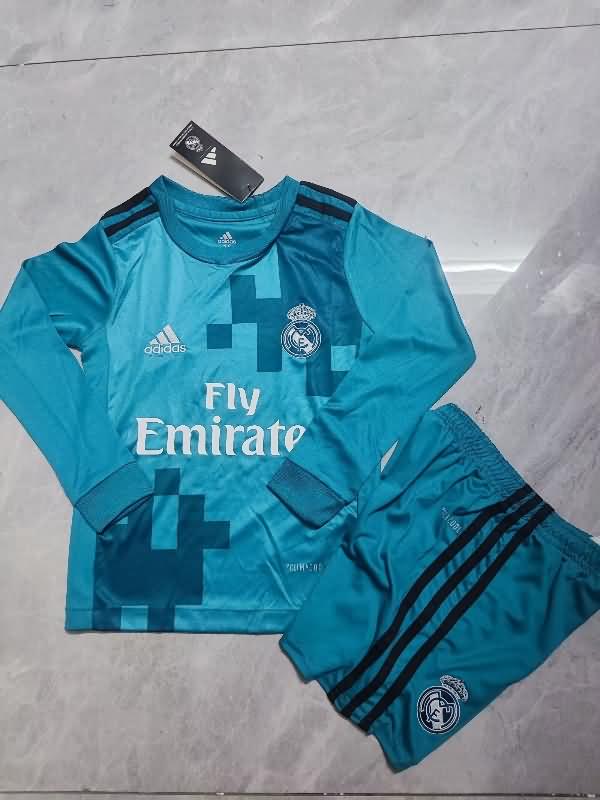 Real Madrid 17/18 Kids Third Long Sleeve Soccer Jersey And Shorts