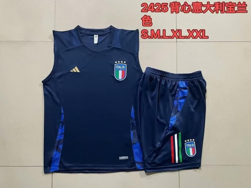 AAA(Thailand) Italy 2024 Dark Blue Soccer Training Sets 02