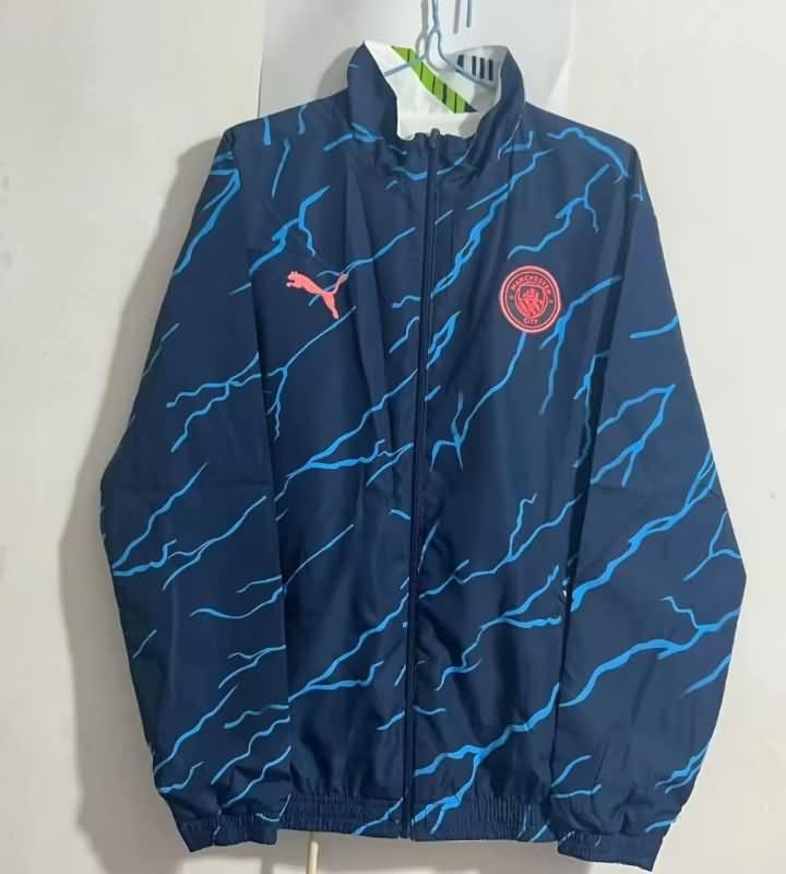 AAA(Thailand) Manchester City 23/24 Dark Blue Colorful Reversible Soccer Windbreaker