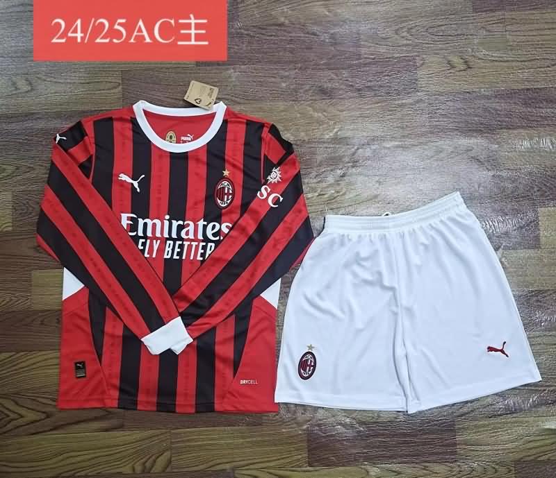 AC Milan 24/25 Home Long Sleeve Soccer Jersey