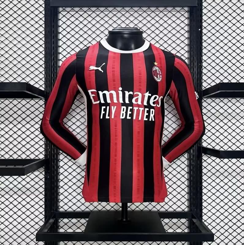 AAA(Thailand) AC Milan 24/25 Home Long Sleeve Soccer Jersey (Player)