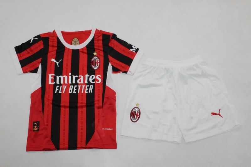 AC Milan 24/25 Kids Home Soccer Jersey And Shorts (Player)