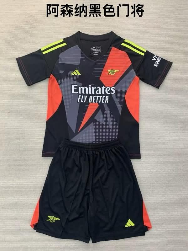 Arsenal 24/25 Kids Goalkeeper Black Soccer Jersey And Shorts