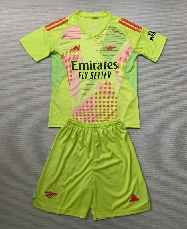 Arsenal 24/25 Kids Goalkeeper Yellow Soccer Jersey And Shorts