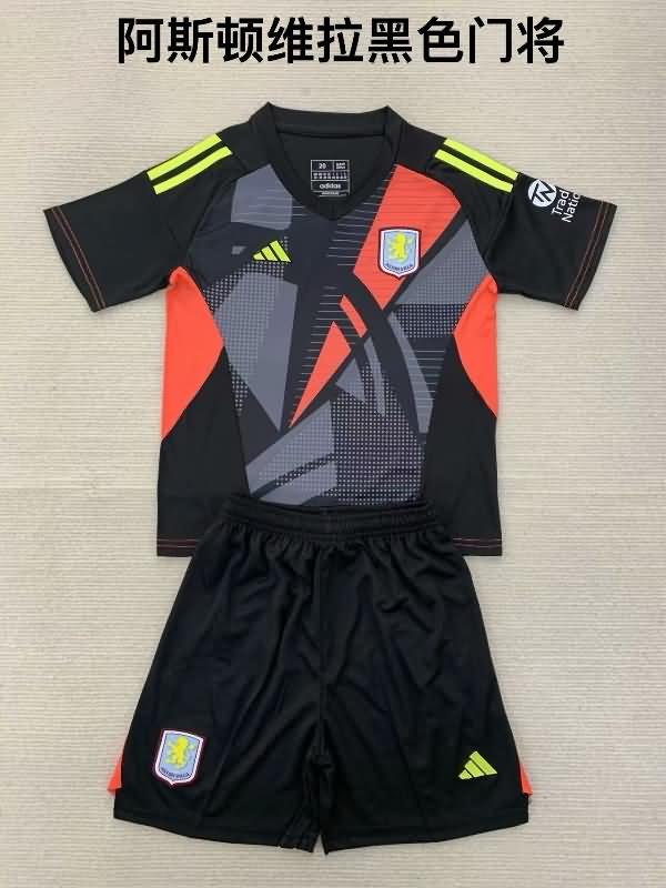 Aston Villa 24/25 Kids Goalkeeper Black Soccer Jersey And Shorts