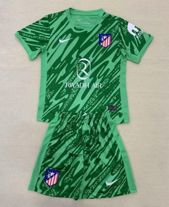 Atletico Madrid 24/25 Kids Goalkeeper Green Soccer Jersey And Shorts