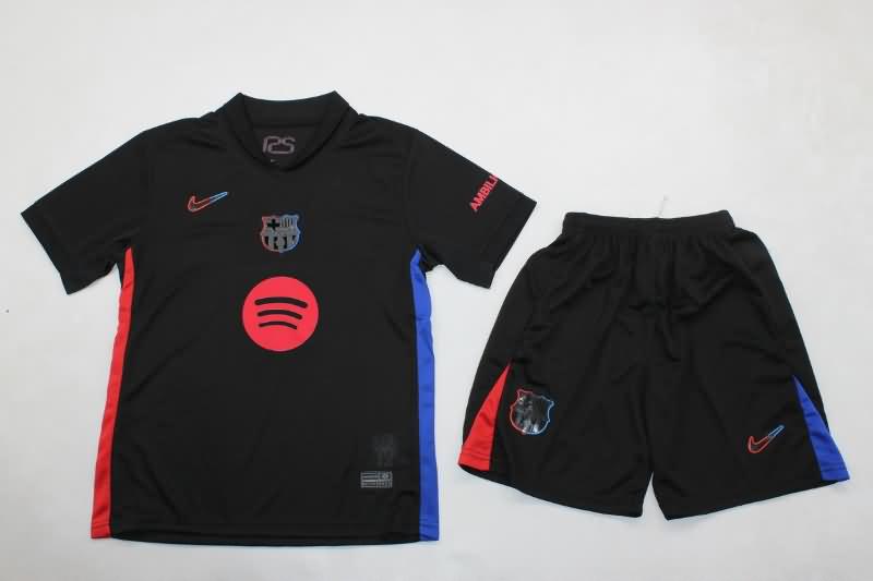 Barcelona 24/25 Kids Away Soccer Jersey And Shorts Sponsor