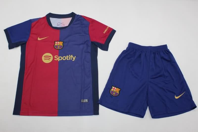 Barcelona 24/25 Kids Home Soccer Jersey And Shorts Leaked