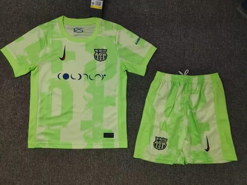 Barcelona 24/25 Kids Third Soccer Jersey And Shorts Sponsor 02