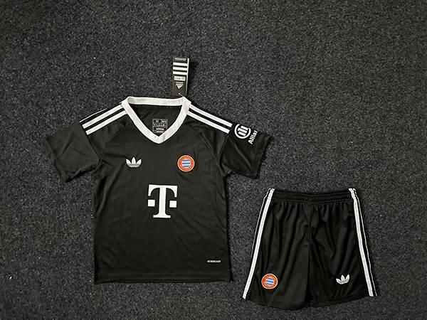 Bayern Munich 24/25 Kids Goalkeeper Black Soccer Jersey And Shorts