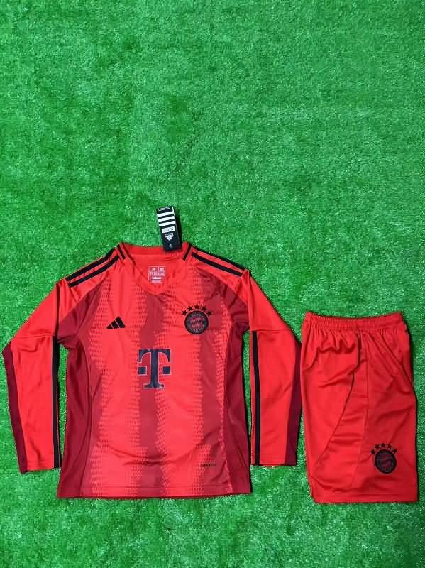 Bayern Munich 24/25 Kids Home Long Sleeve Soccer Jersey And Shorts