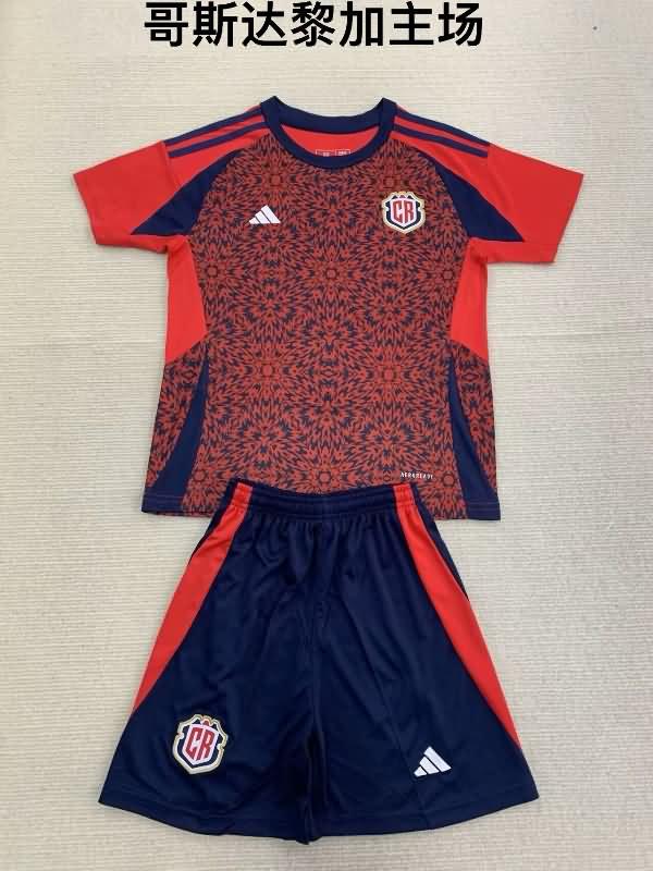 Costa Rica 2024 Kids Copa America Home Soccer Jersey And Shorts
