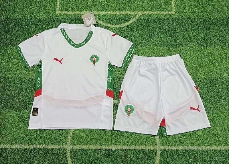 Morocco 2025 Kids Away Soccer Jersey And Shorts