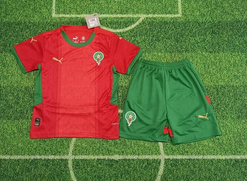 Morocco 2025 Kids Home Soccer Jersey And Shorts