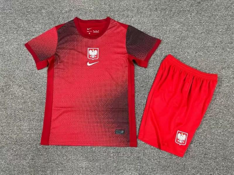 Poland 2024 Kids Away Soccer Jersey And Shorts