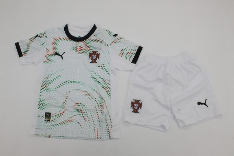 Portugal 2025 Kids Away Soccer Jersey And Shorts