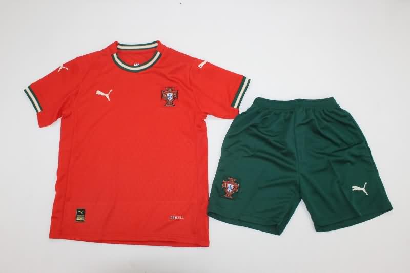 Portugal 2025 Kids Home Soccer Jersey And Shorts