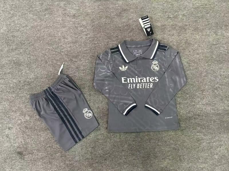 Real Madrid 24/25 Kids Third Long Sleeve Soccer Jersey And Shorts