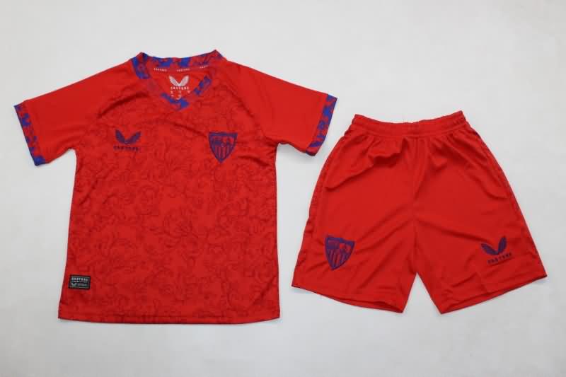 Sevilla 24/25 Kids Away Soccer Jersey And Shorts