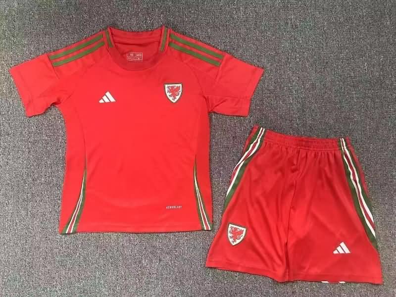 Wales 2024 Kids Home Soccer Jersey And Shorts