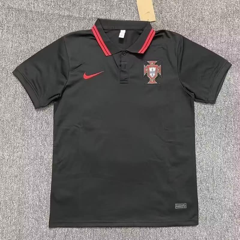 AAA(Thailand) Portugal 2024 Black Polo Soccer T-Shirt