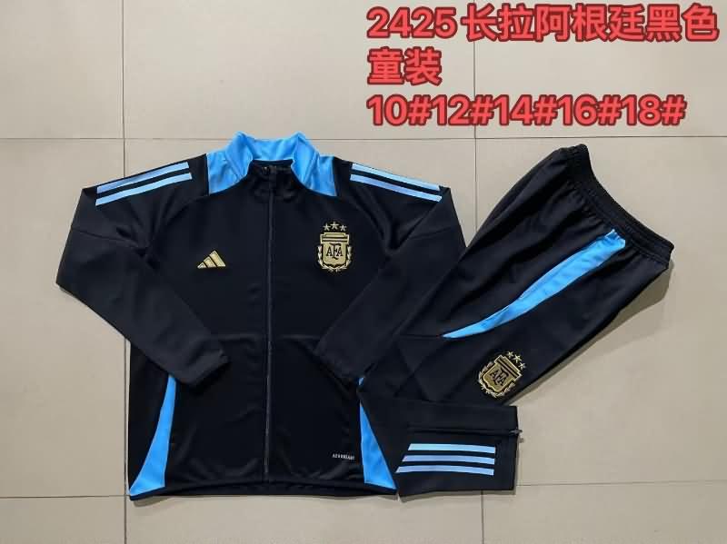 Argentina 2024 Kids Black Soccer Tracksuit 02